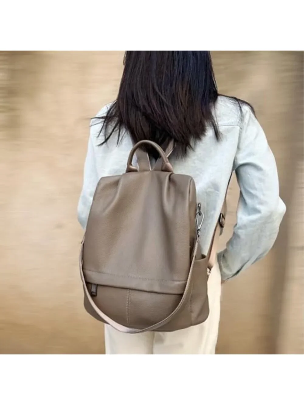 Stylish Antitheft Genuine Leather Backpack Purse for Women - Versatile & Durable
